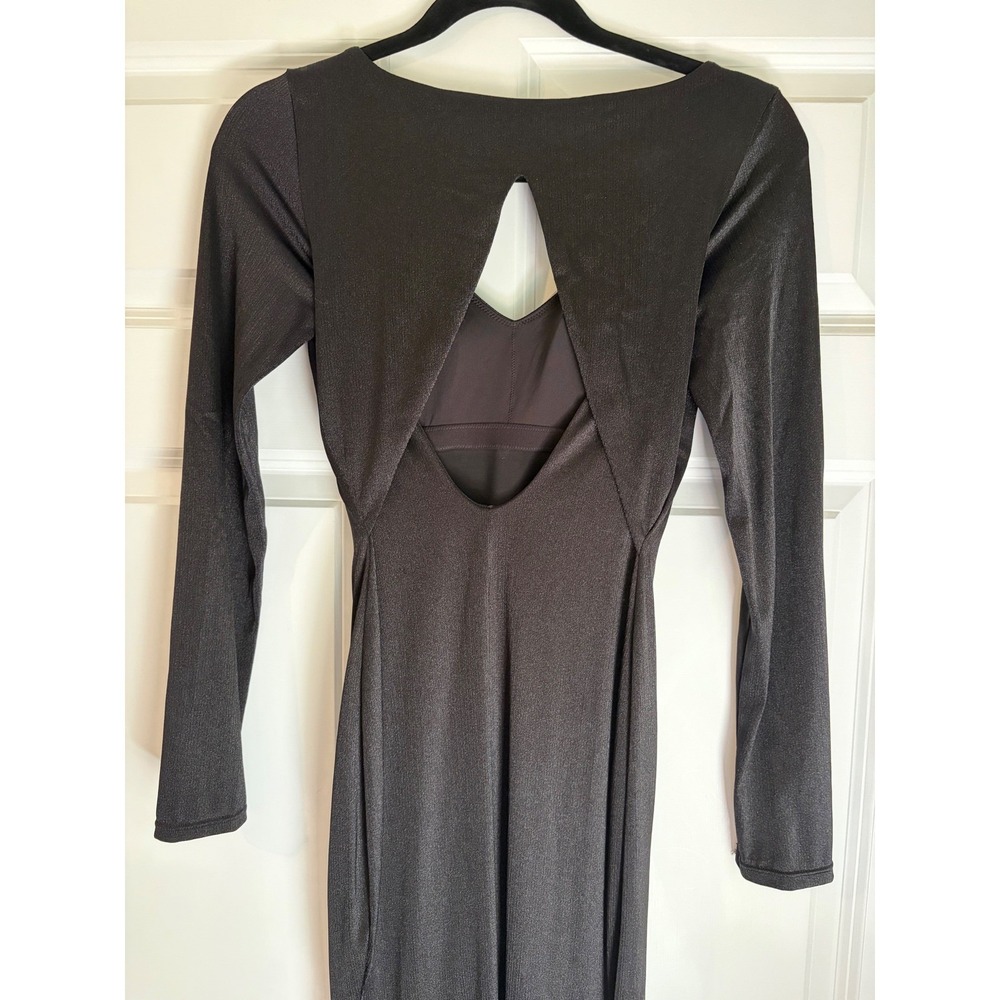 Long Sleeve Black Maxi Dress with Scoop Neck - Picture 9 of 10